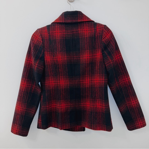 Old Navy Red & Navy Blue Plaid Peacoat Jacket XS - Picture 5 of 12